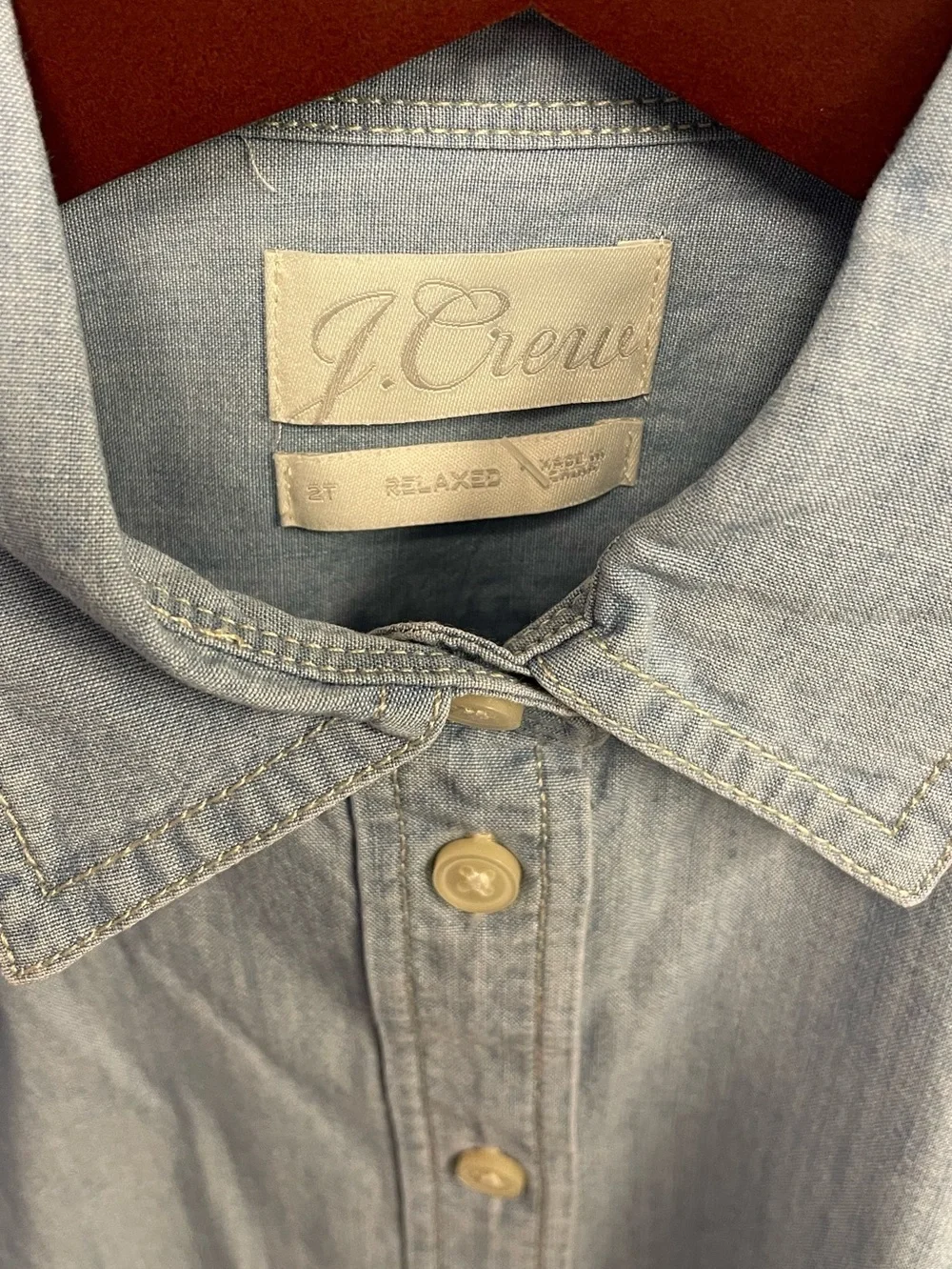 J.Crew Relaxed-Fit Chambray Button Down Shirt NWT Size 2 Tall 100% Cotton